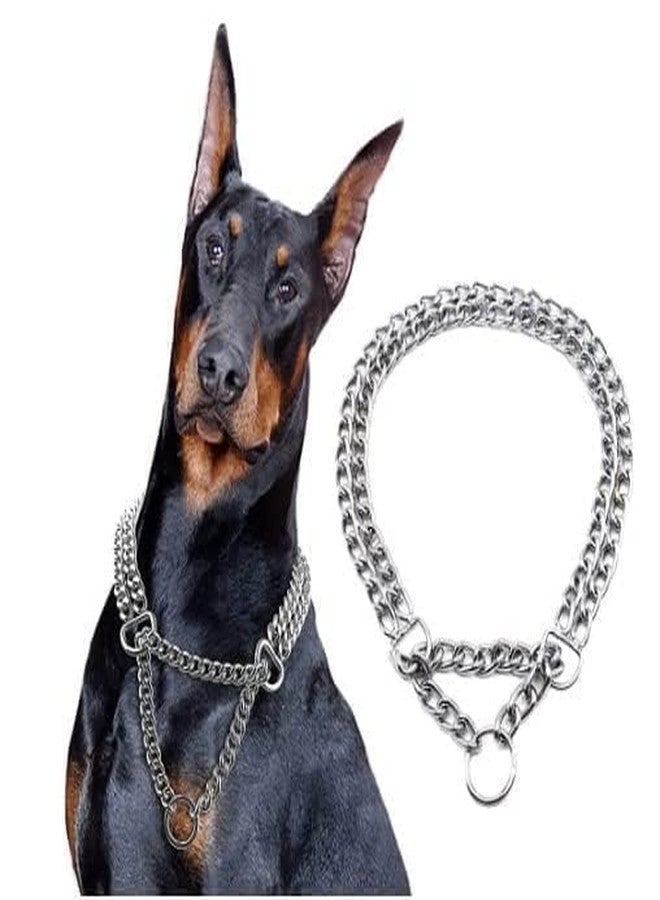 RoverPets طوق سلسلة مارتينجال للكلاب من روفر بيتس ذو طبقتين - سلسلة ضغط مزدوجة من الفولاذ المقاوم للصدأ بطول 24 بوصة للتدريب والمشي (فضي) - Image 3